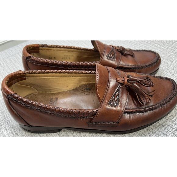 Allen Edmonds Men's 10 D Maxfield Leather Braided Loafers Chestnut Brown USA